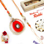 Metal Ring and Crystal Bhaiya Bhabhi Rakhi Set  - RP17892