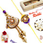 Traditional Kundan and Zardosi Bhaiya Bhabhi Rakhi Set  - RP17895