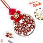 Red Floral Motifs & AD Studded Lumba Rakhi - LM171119