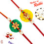 Set of 2 Yellow & Green Elegant OM Rakhi - PST17208