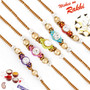 Set of 5 Golden Beads & AD Studded Elegant Rakhi - PST17501
