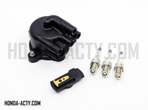Ignition Kit - 3 Piece - Cap, Rotor, Spark Plugs - Honda Acty Van HH3, HH4 Models - 1990-1999