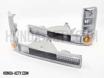 Turn Signal Lamp Assembly Set - Front Left & Right, Clear Type - Honda Acty Truck HA3, HA4 Models - 1990-1999