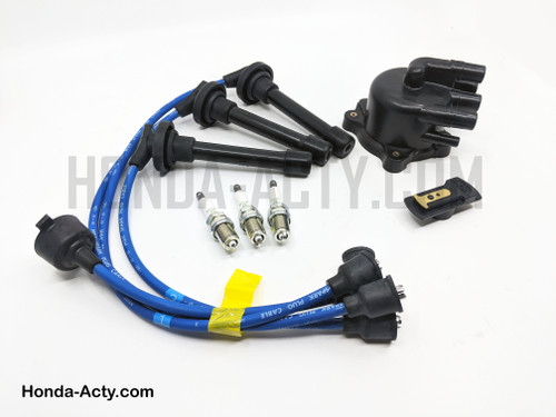 Ignition Kit - 6 Piece - Distributor Cap, Rotor, Spark Plug Wires, Plugs - Honda Acty Truck HA3, HA4 Models - 1990-1999 Ignition Kit - 6 Piece - Distributor Cap, Rotor, Spark Plug Wires, Plugs - Honda Acty Truck HA3, HA4 Models - 1990-1999