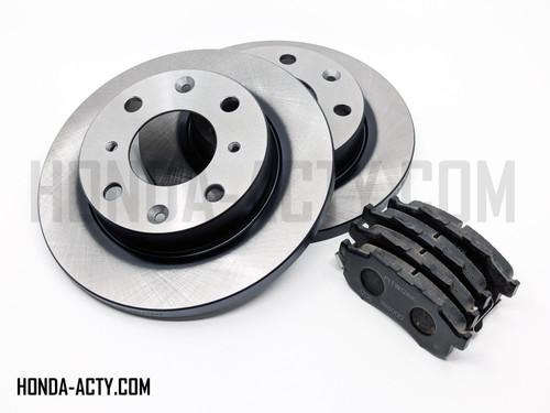 Brake Package - 2 Piece - Front Brake Pads, Front Brake Rotors - Honda Vamos Van HM1, HM2 Models - 1999-2018 Brake Package - 2 Piece - Front Brake Pads, Front Brake Rotors - Honda Vamos Van HM1, HM2 Models - 1999-2018
