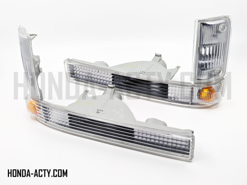 Turn Signal Lamp Assembly Set - Front Left & Right, Clear Type - Honda Acty Truck HA3, HA4 Models - 1990-1999 Turn Signal Lamp Assembly Set - Front Left & Right, Clear Type - Honda Acty Truck HA3, HA4 Models - 1990-1999