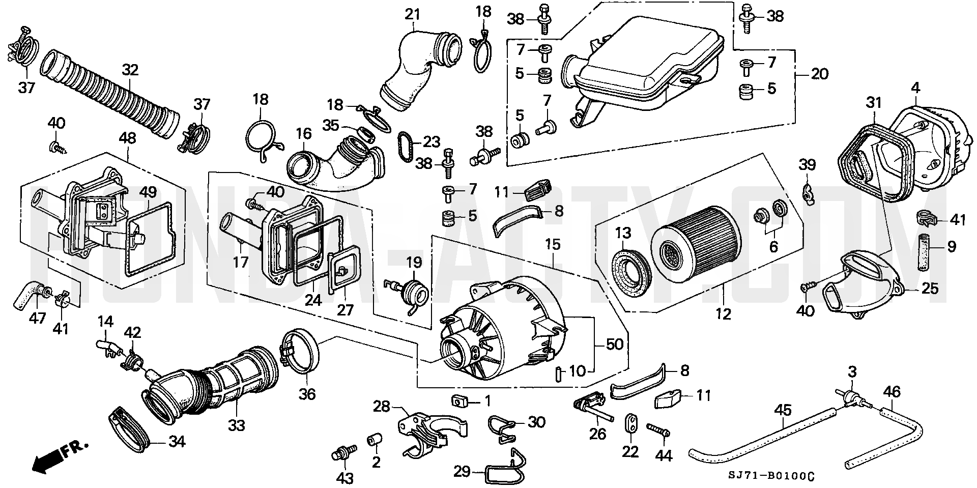 B1 - Air Cleaner - HA4 Honda Acty - 1990-1999 Models - Electrical, Intake & Exhaust Parts Diagrams