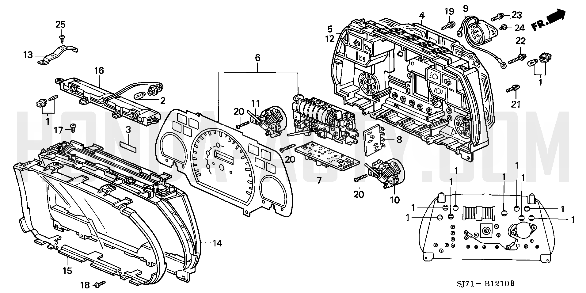 B1210 - Combination Meter Parts - HA4 Honda Acty - 1990-1999 Models - Electrical, Intake & Exhaust Parts Diagrams