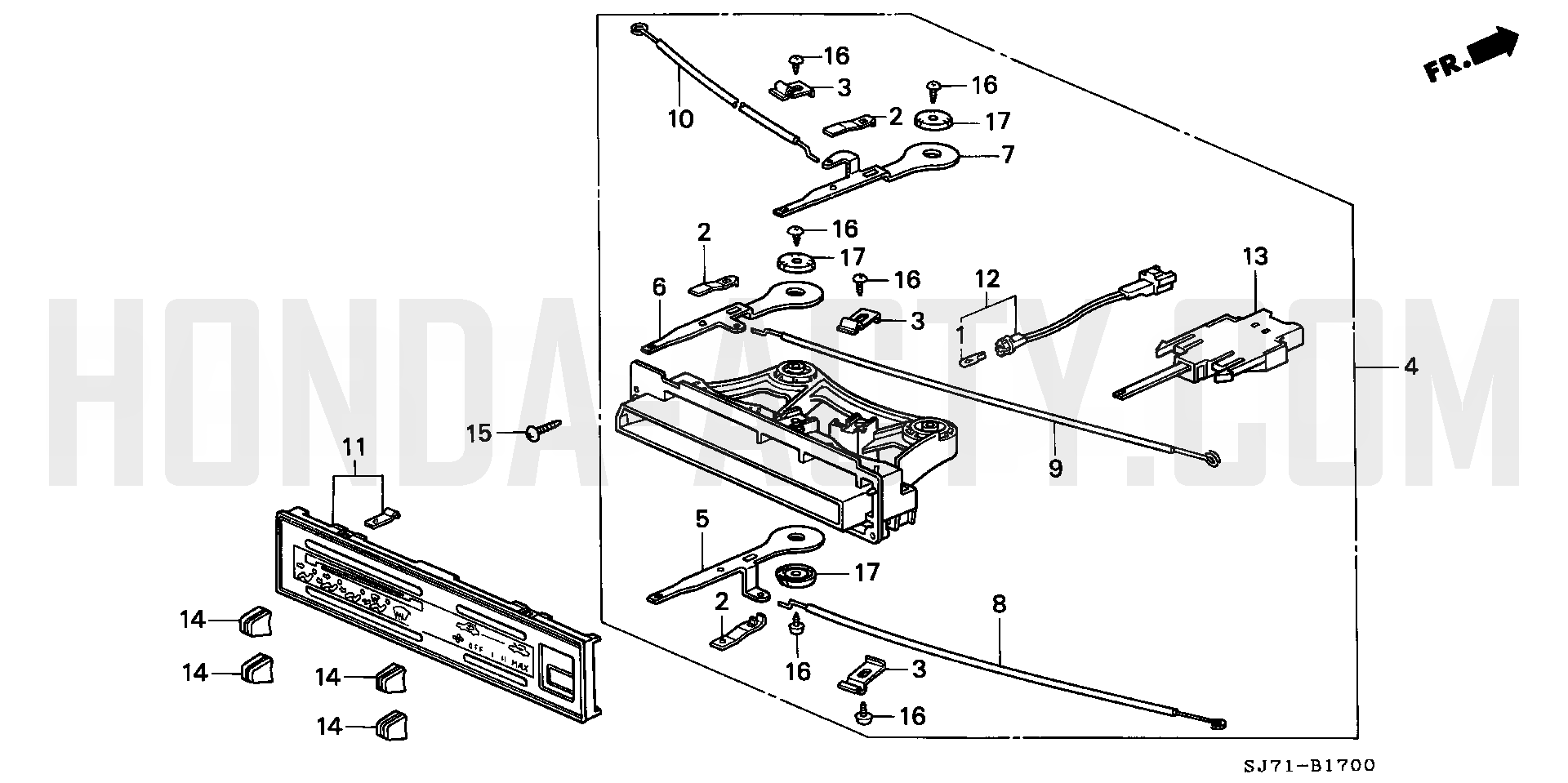 B17 - Heater Control - HA4 Honda Acty - 1990-1999 Models - Electrical, Intake & Exhaust Parts Diagrams