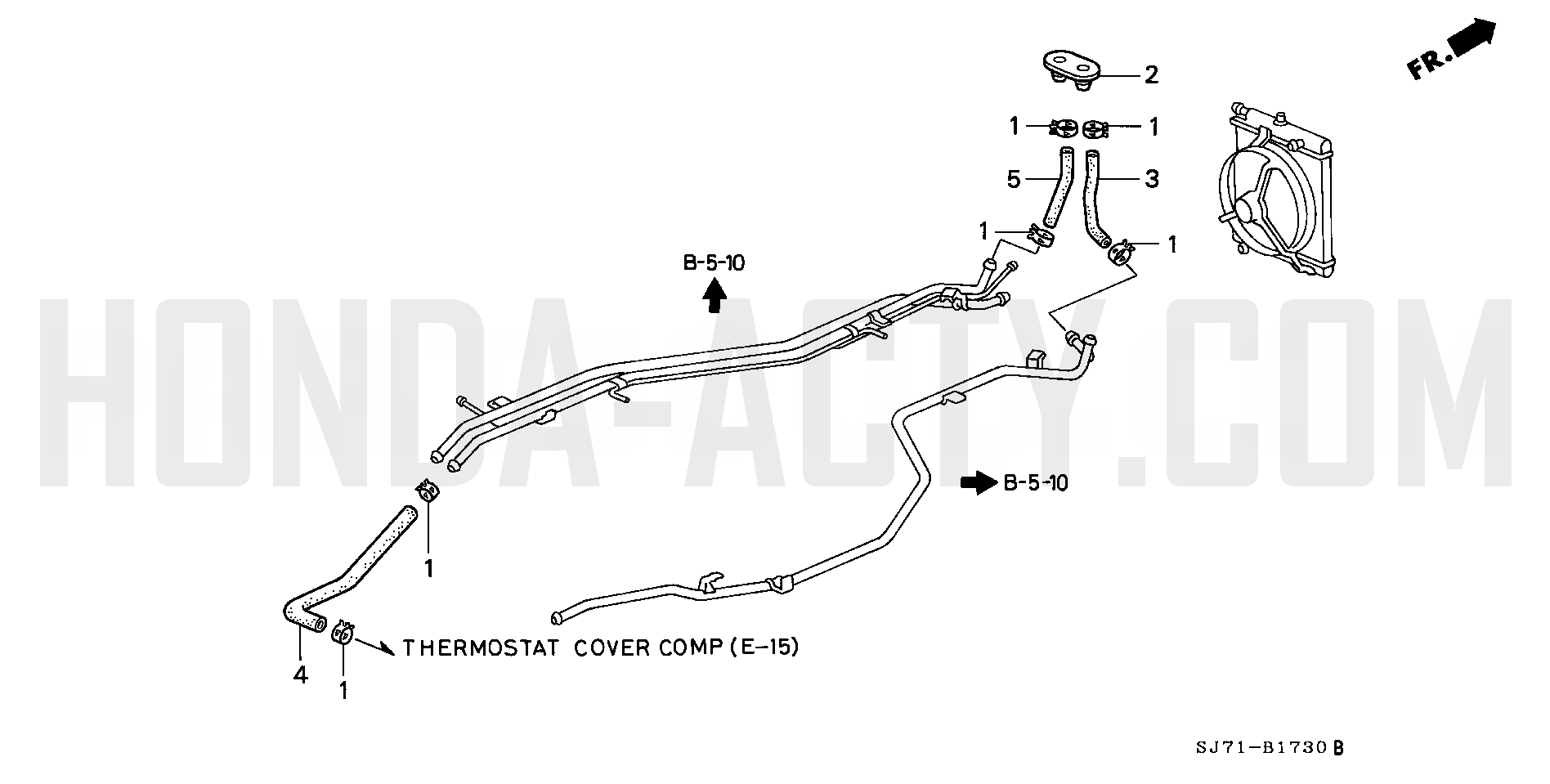 B1730 - Water Hose - HA4 Honda Acty - 1990-1999 Models - Electrical, Intake & Exhaust Parts Diagrams