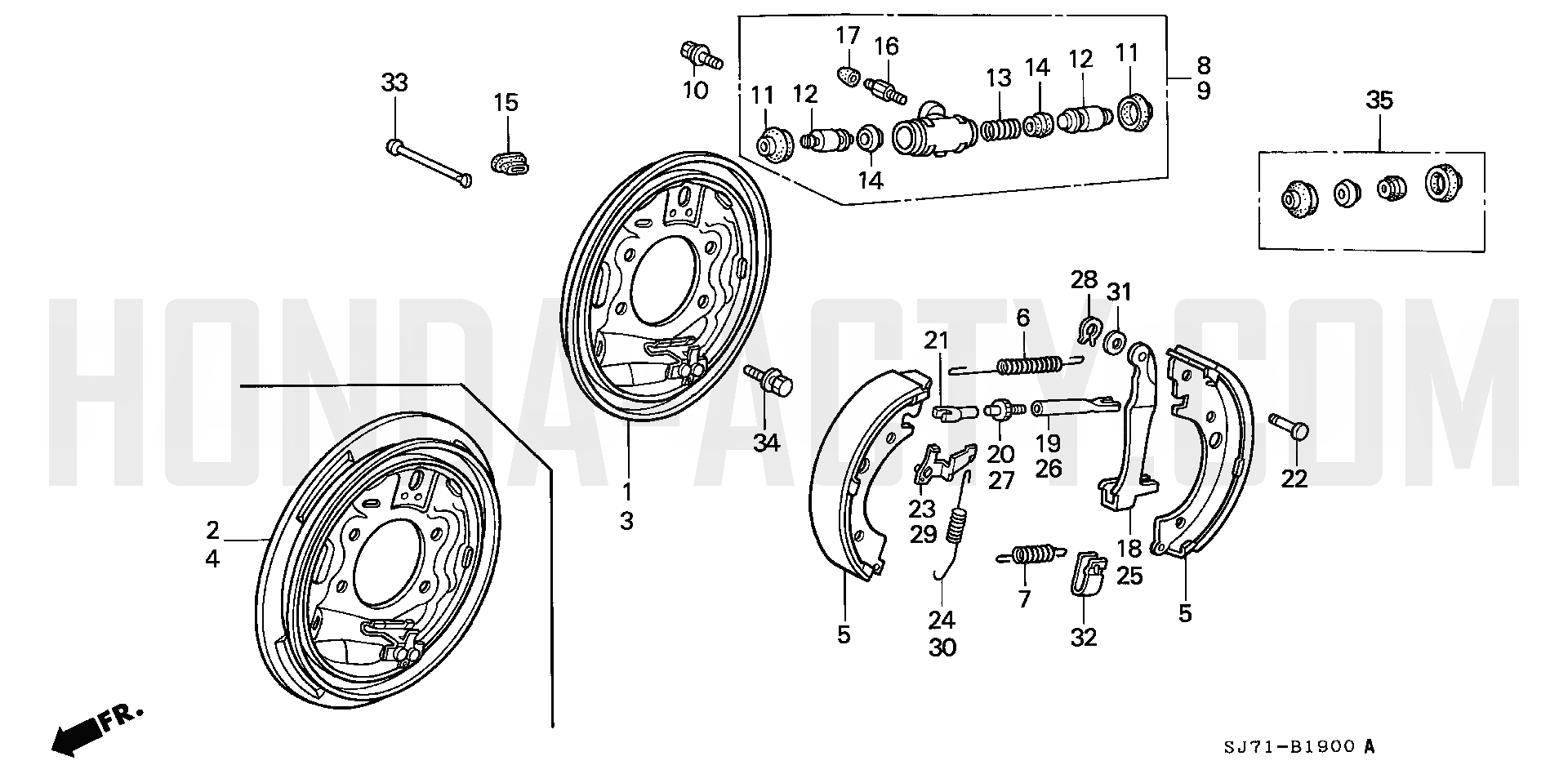 B19 - Rear Brake - HA4 Honda Acty - 1990-1999 Models - Steering, Brake & Suspension Parts Diagrams