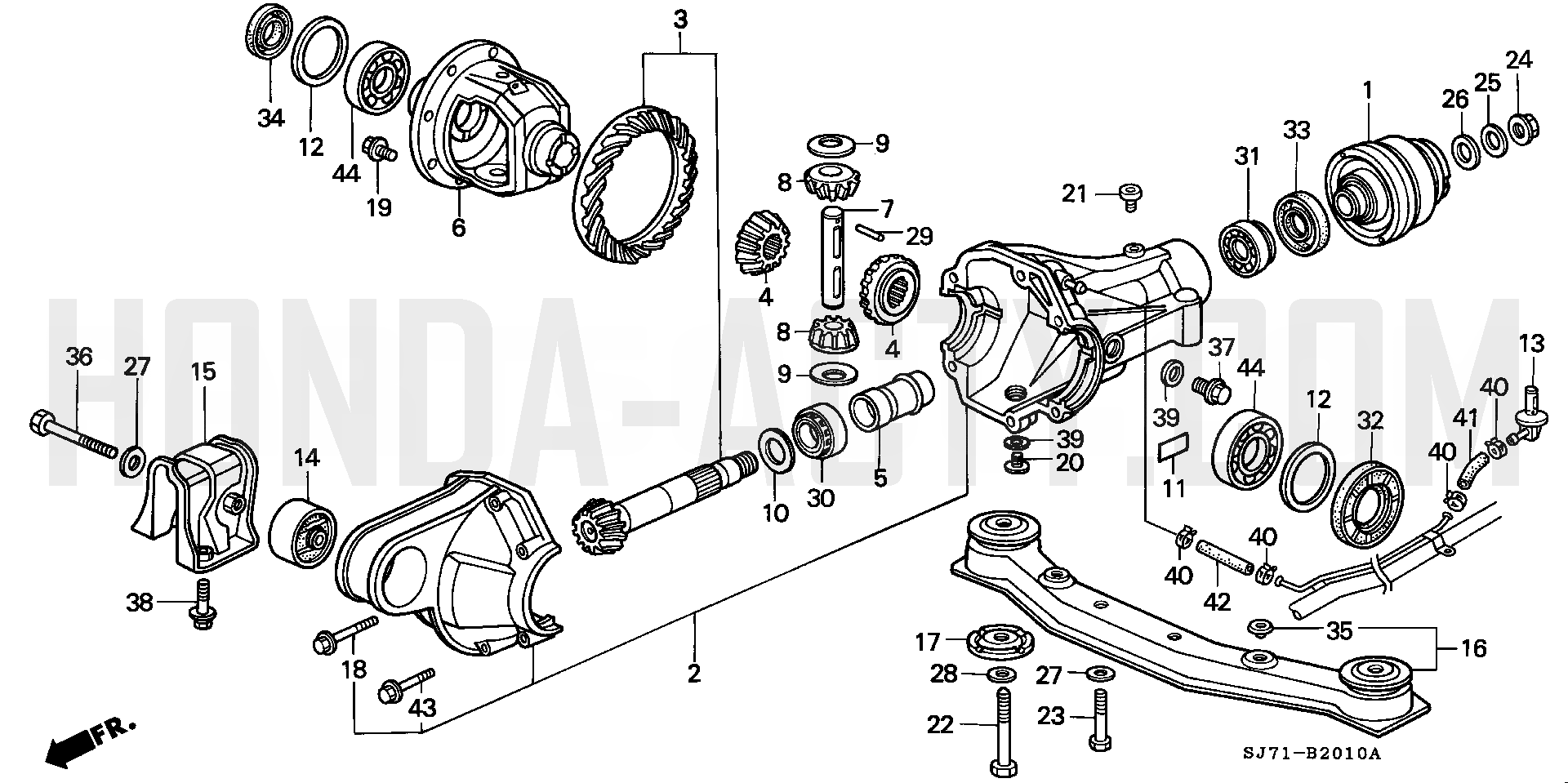 B2010 - Front Differential - HA4 Honda Acty - 1990-1999 Models - Steering, Brake & Suspension Parts Diagrams