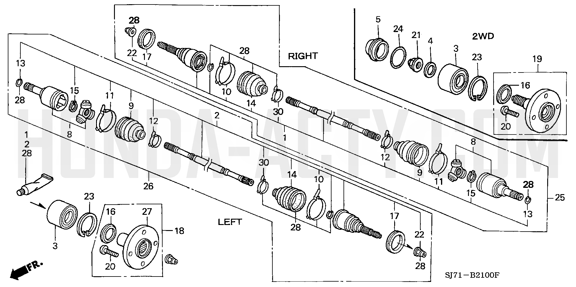 B21 - Front Driveshaft - HA4 Honda Acty - 1990-1999 Models - Steering, Brake & Suspension Parts Diagrams