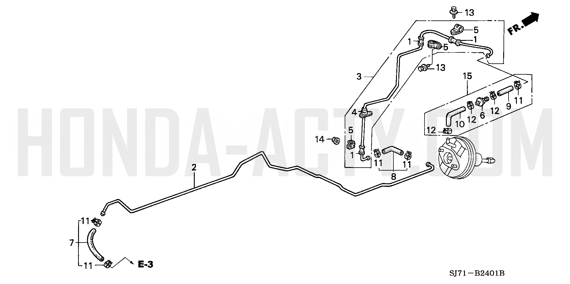 B241 - Master Power Tube/Pipe - HA4 Honda Acty - 1990-1999 Models - Steering, Brake & Suspension Parts Diagrams