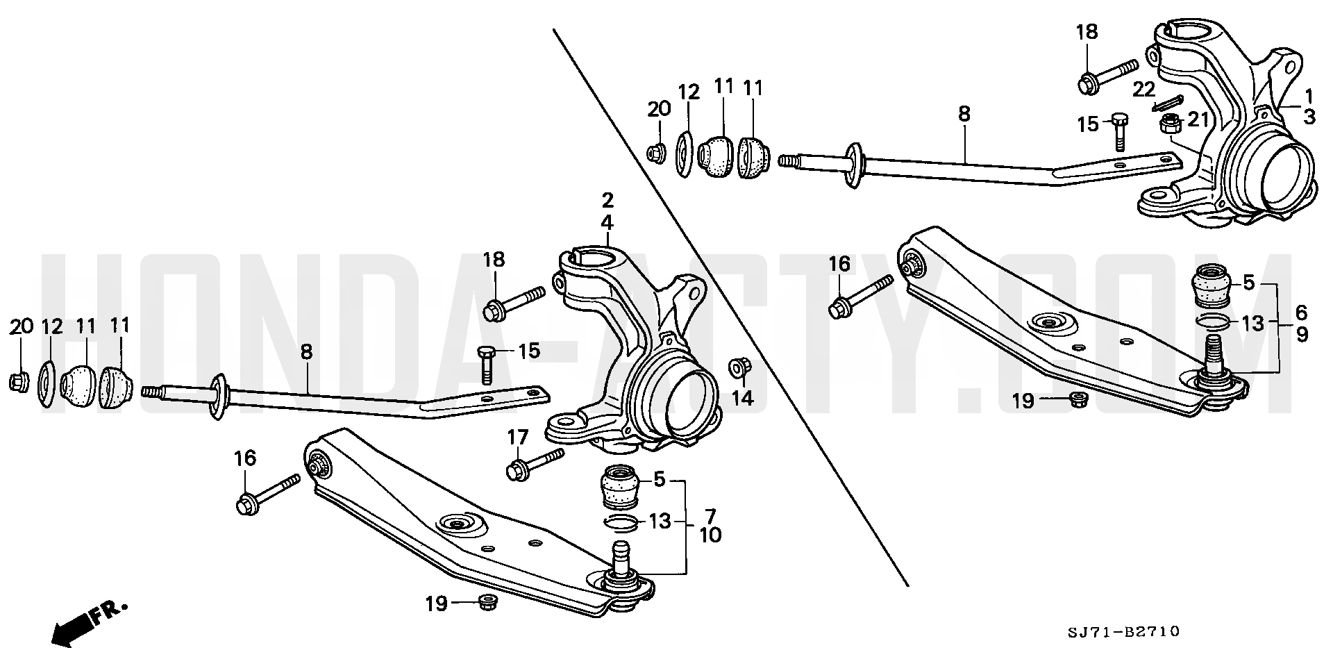 B2710 - Front Lower Suspension Arm - HA4 Honda Acty - 1990-1999 Models - Steering, Brake & Suspension Parts Diagrams