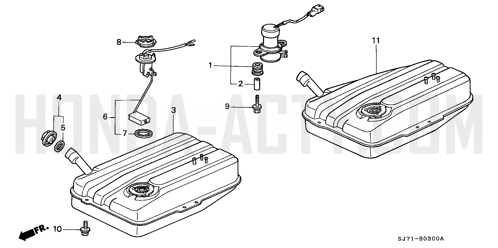 B3 - Fuel Tank & Pump - HA4 Honda Acty - 1990-1999 Models - Electrical, Intake & Exhaust Parts Diagrams