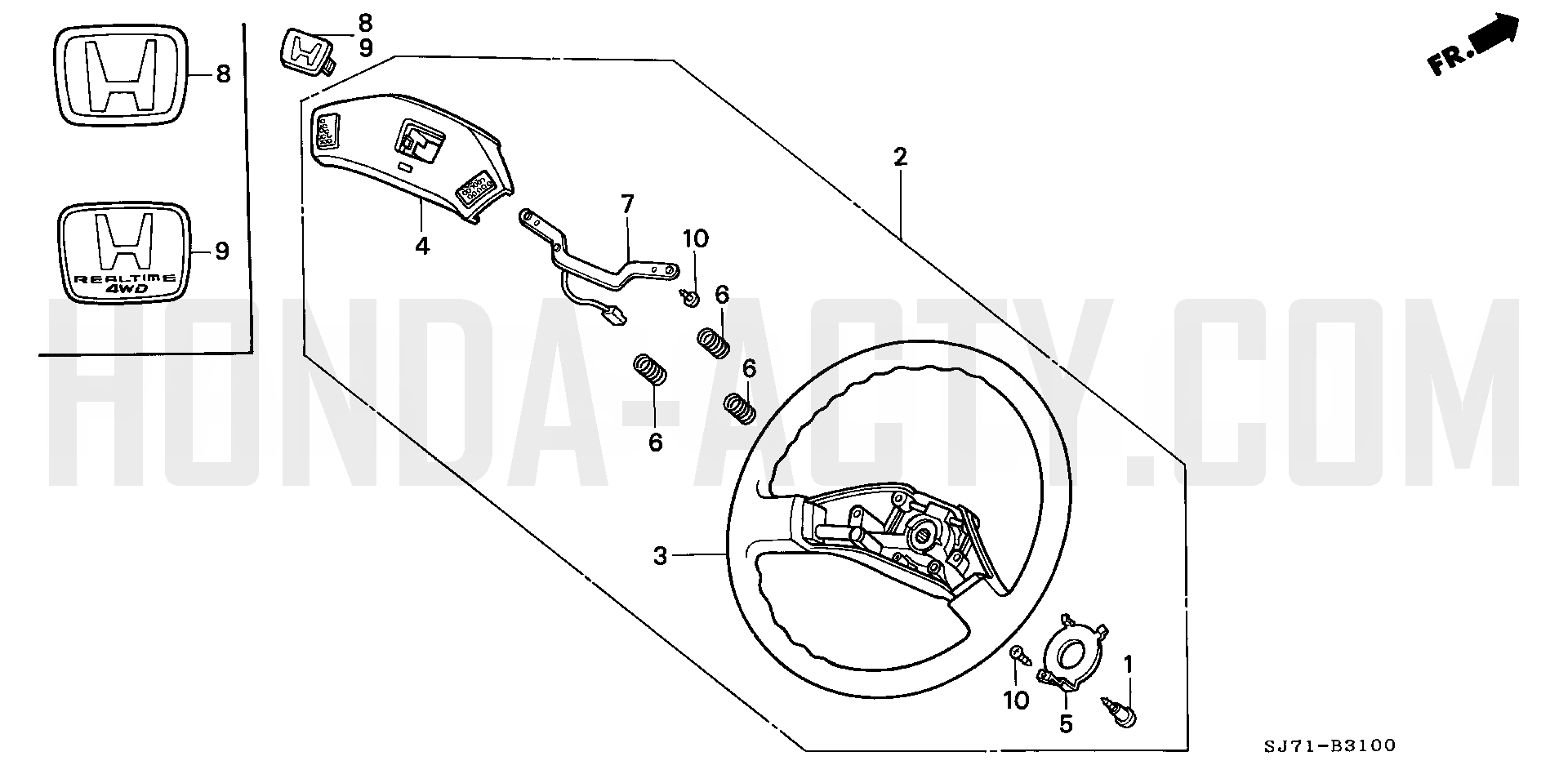 B31 - Steering Wheel - HA4 Honda Acty - 1990-1999 Models - Steering, Brake & Suspension Parts Diagrams