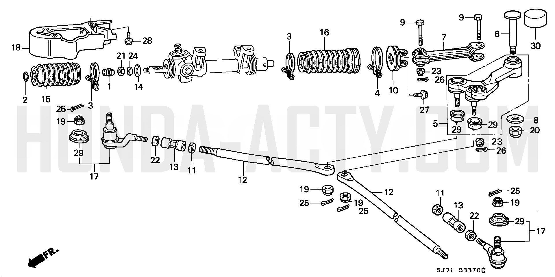 B3370 - Steering Tie Rod - Steering Gearbox - HA4 Honda Acty - 1990-1999 Models - Steering, Brake & Suspension Parts Diagrams