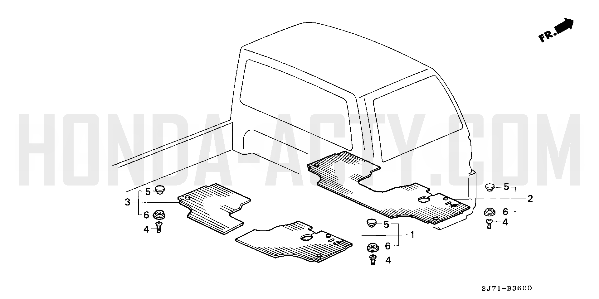 B36 - Floor Mat - HA4 Honda Acty - 1990-1999 Models - Equipment Parts Diagrams