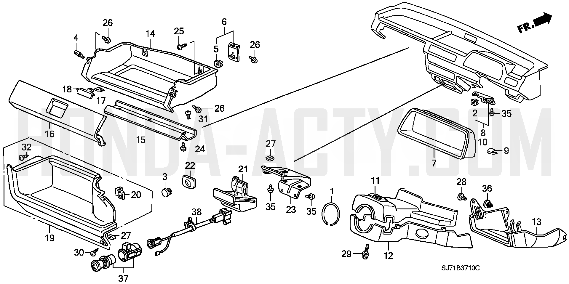 B3710 - Instrument Garnish - HA4 Honda Acty - 1990-1999 Models - Equipment Parts Diagrams