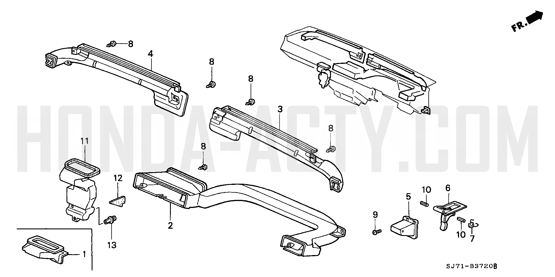 B3720 - Ventilation & Duct - HA4 Honda Acty - 1990-1999 Models - Equipment Parts Diagrams