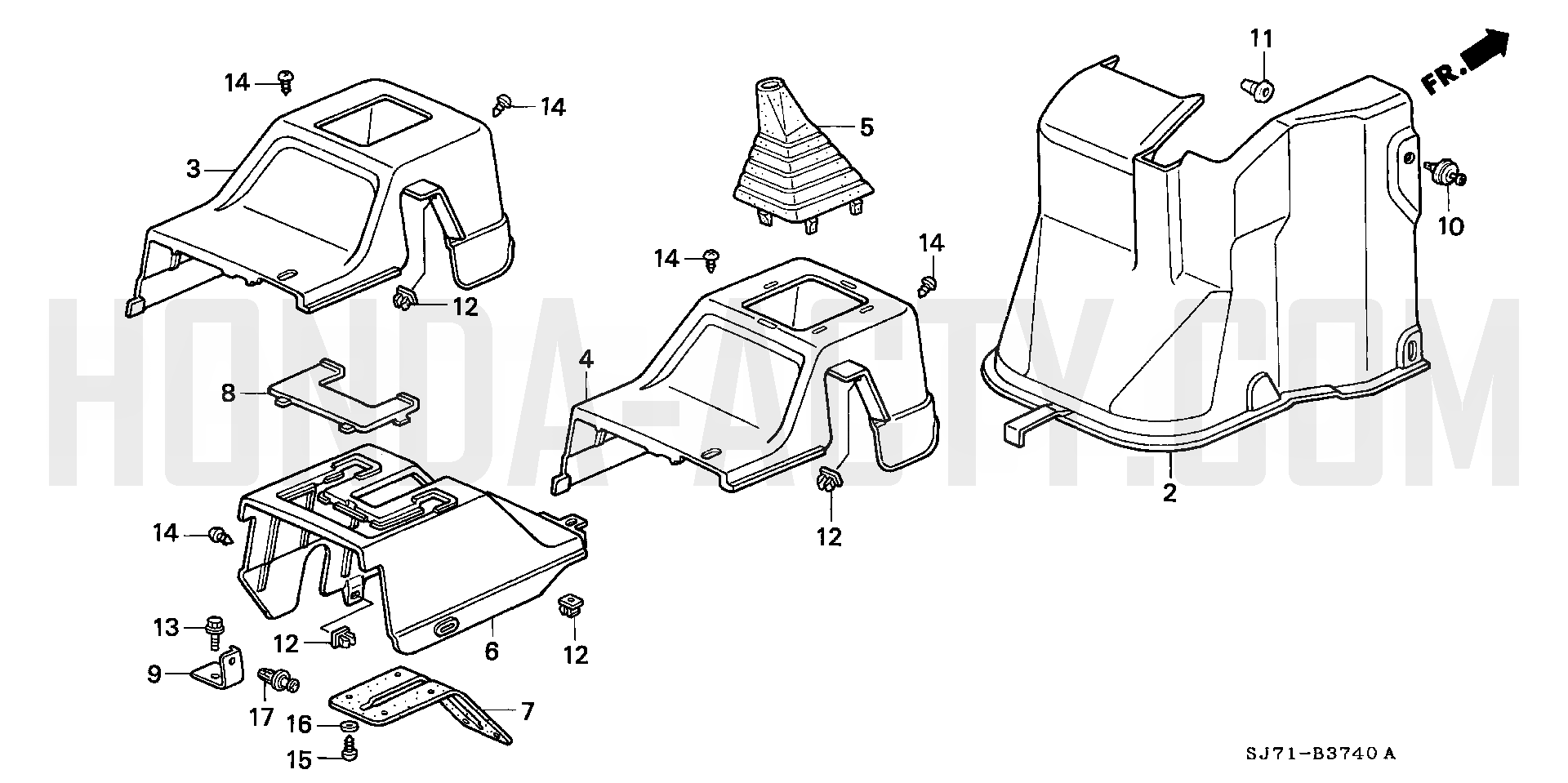 B3740 - Console - HA4 Honda Acty - 1990-1999 Models - Equipment Parts Diagrams