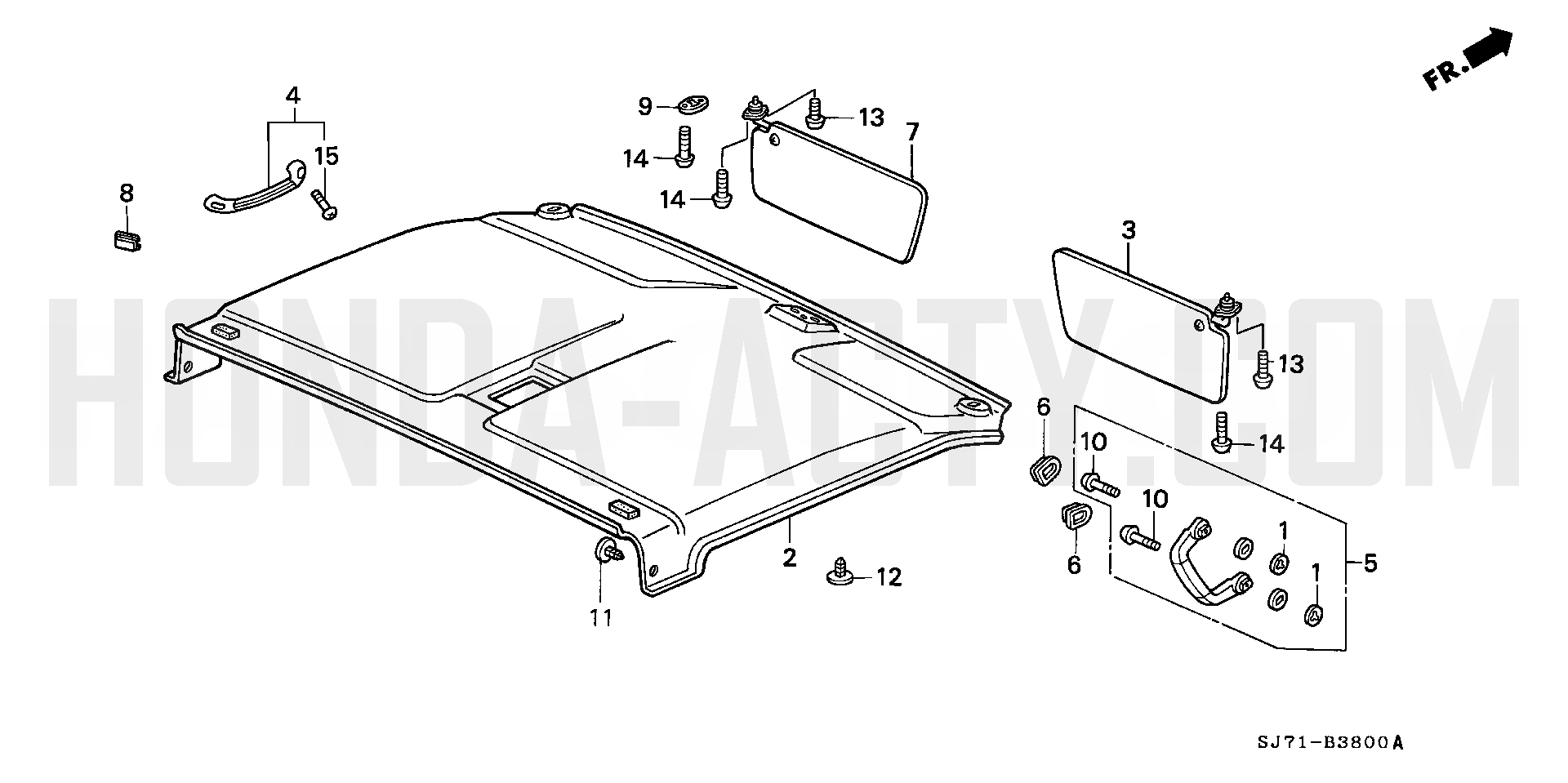 B38 - Roof Lining & Sun Visor - HA4 Honda Acty - 1990-1999 Models - Equipment Parts Diagrams