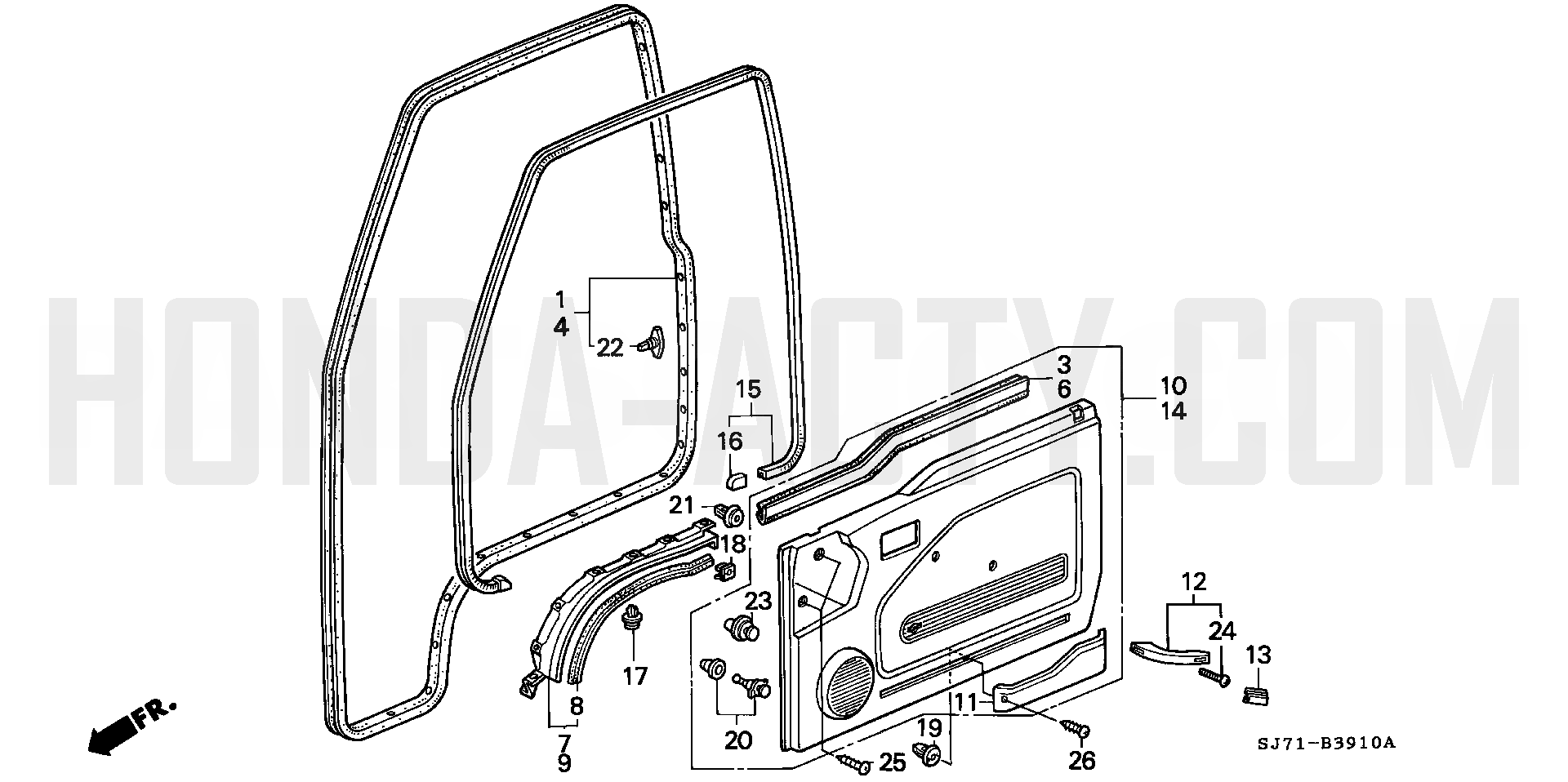 B3910 - Door Lining - HA4 Honda Acty - 1990-1999 Models - Equipment Parts Diagrams