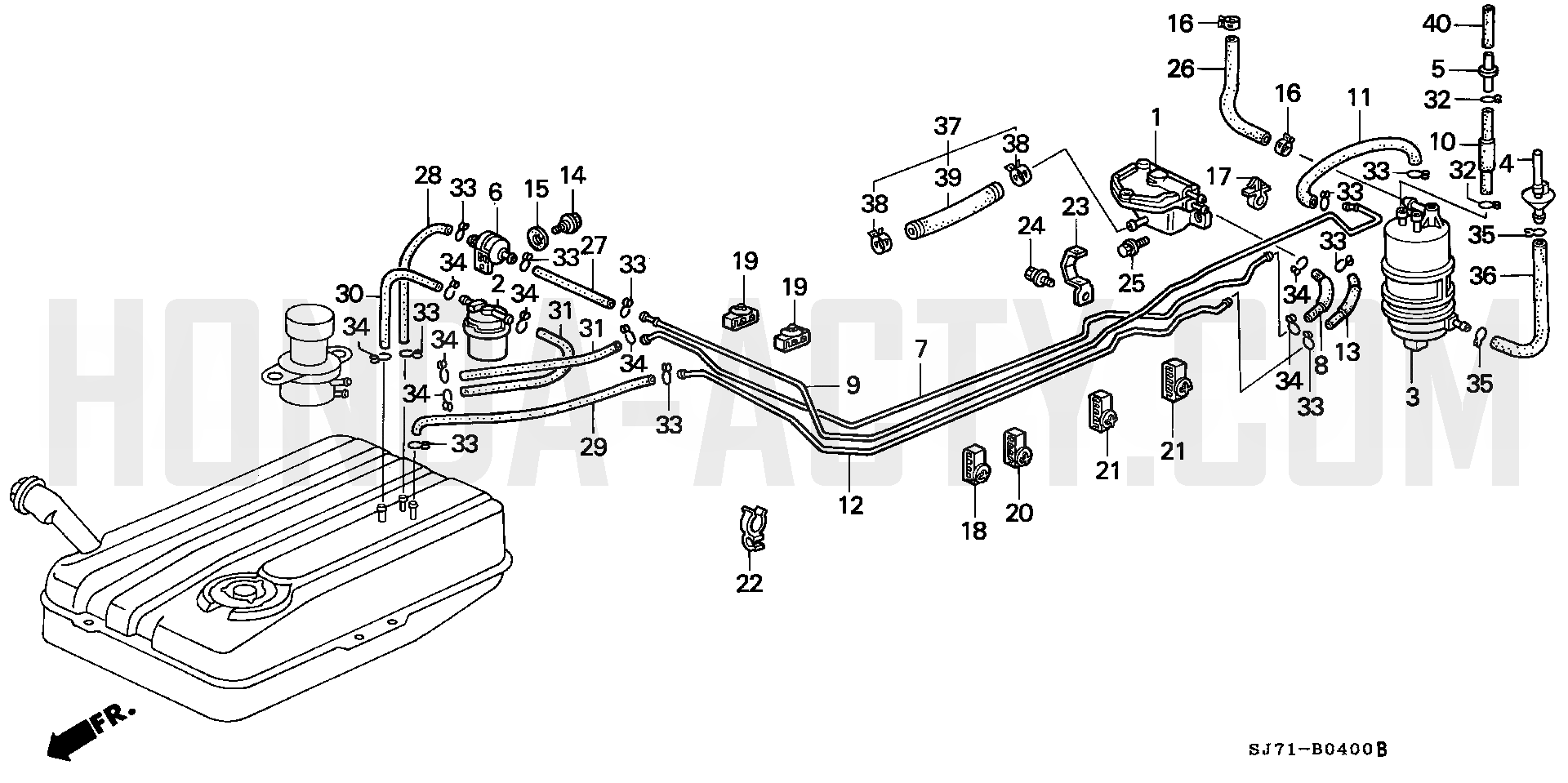 B4 - Fuel Pipe & Tube - HA4 Honda Acty - 1990-1999 Models - Electrical, Intake & Exhaust Parts Diagrams
