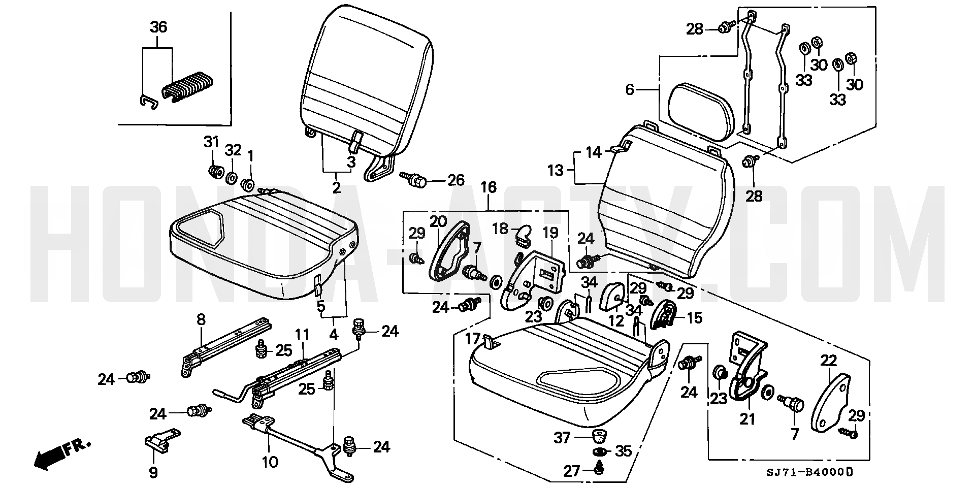 B40 - Seat - HA4 Honda Acty - 1990-1999 Models - Equipment Parts Diagrams
