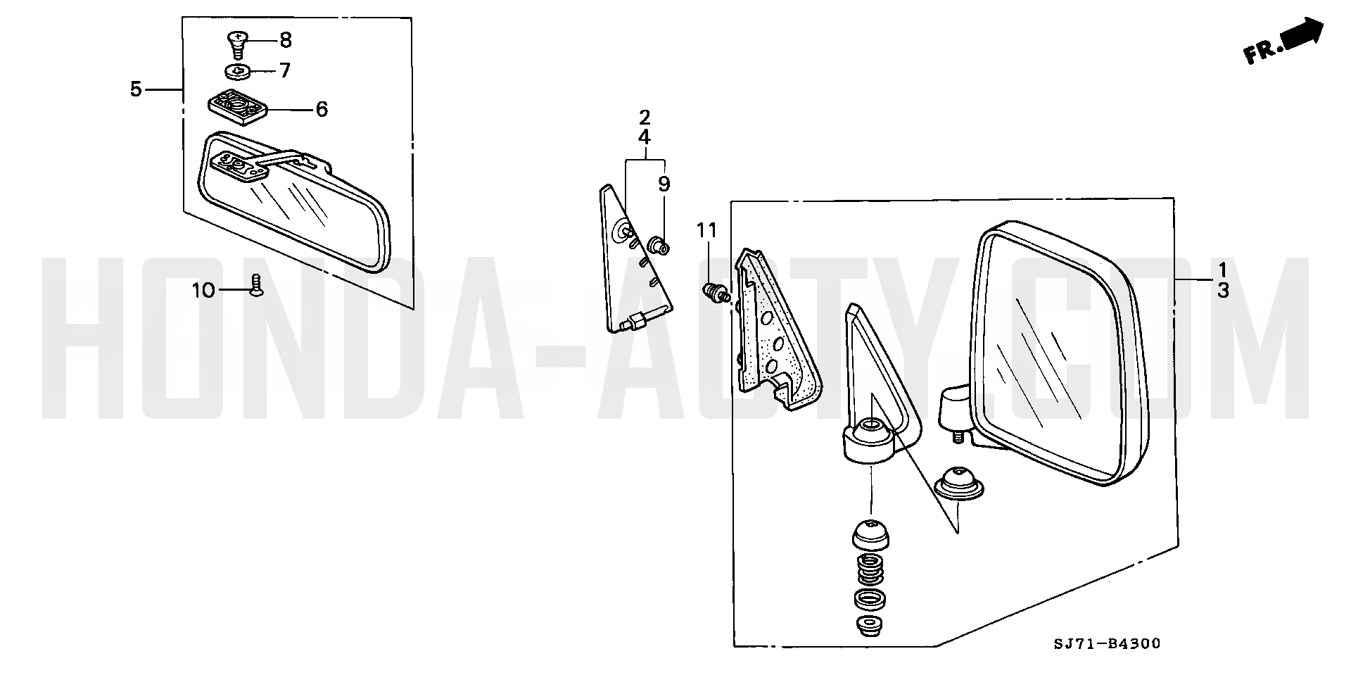 B43 - Mirror - HA4 Honda Acty - 1990-1999 Models - Equipment Parts Diagrams
