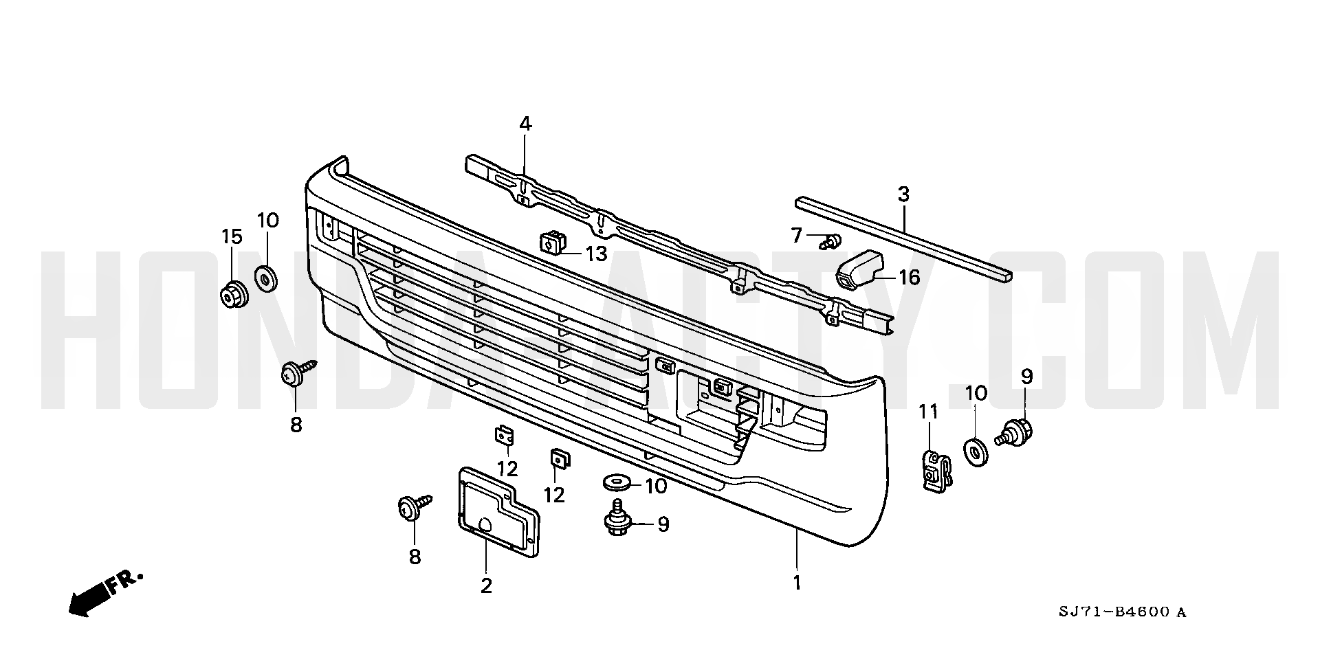 B46 - Front Bumper - HA4 Honda Acty - 1990-1999 Models - Equipment Parts Diagrams