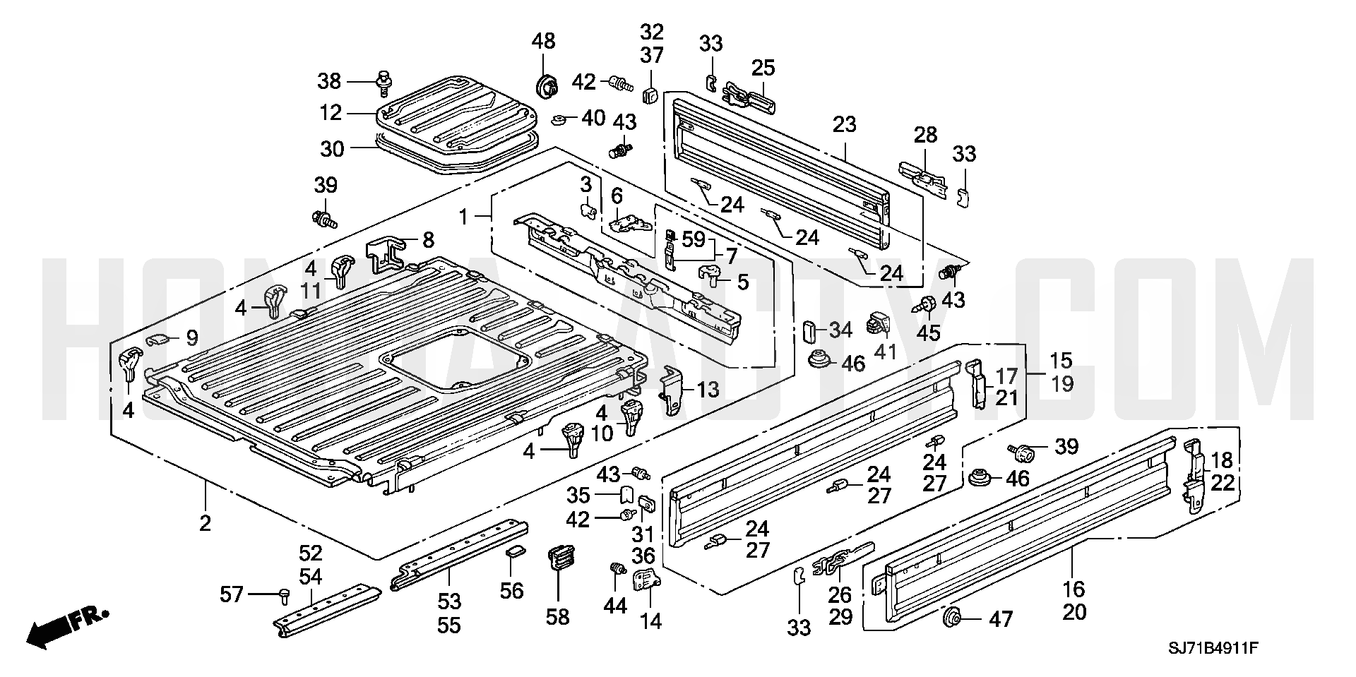 B4911 - Rear Floor & Gate - HA4 Honda Acty - 1990-1999 Models - Body Parts Diagrams