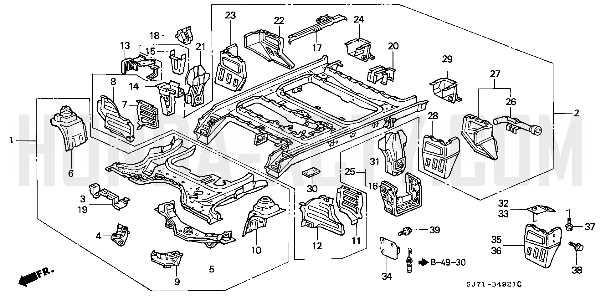 B4921 - Main Frame - HA4 Honda Acty - 1990-1999 Models - Body Parts Diagrams