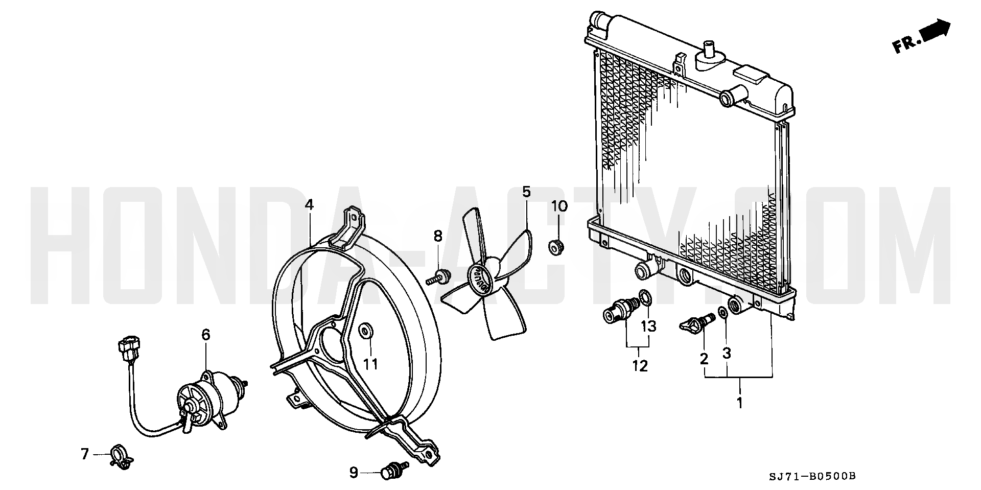B5 - Radiator - HA4 Honda Acty - 1990-1999 Models - Electrical, Intake & Exhaust Parts Diagrams