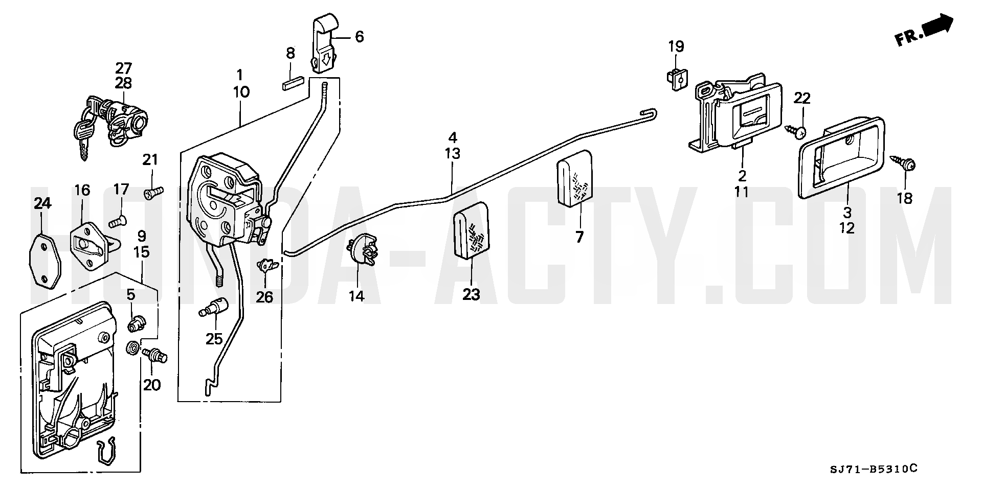 B5310 - Door Lock - HA4 Honda Acty - 1990-1999 Models - Body Parts Diagrams