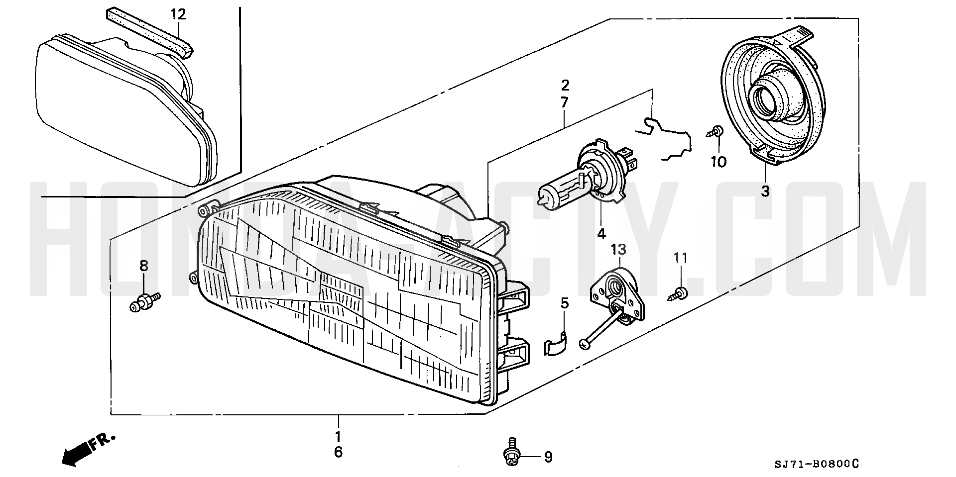 B8 - Headlight - HA4 Honda Acty - 1990-1999 Models - Electrical, Intake & Exhaust Parts Diagrams
