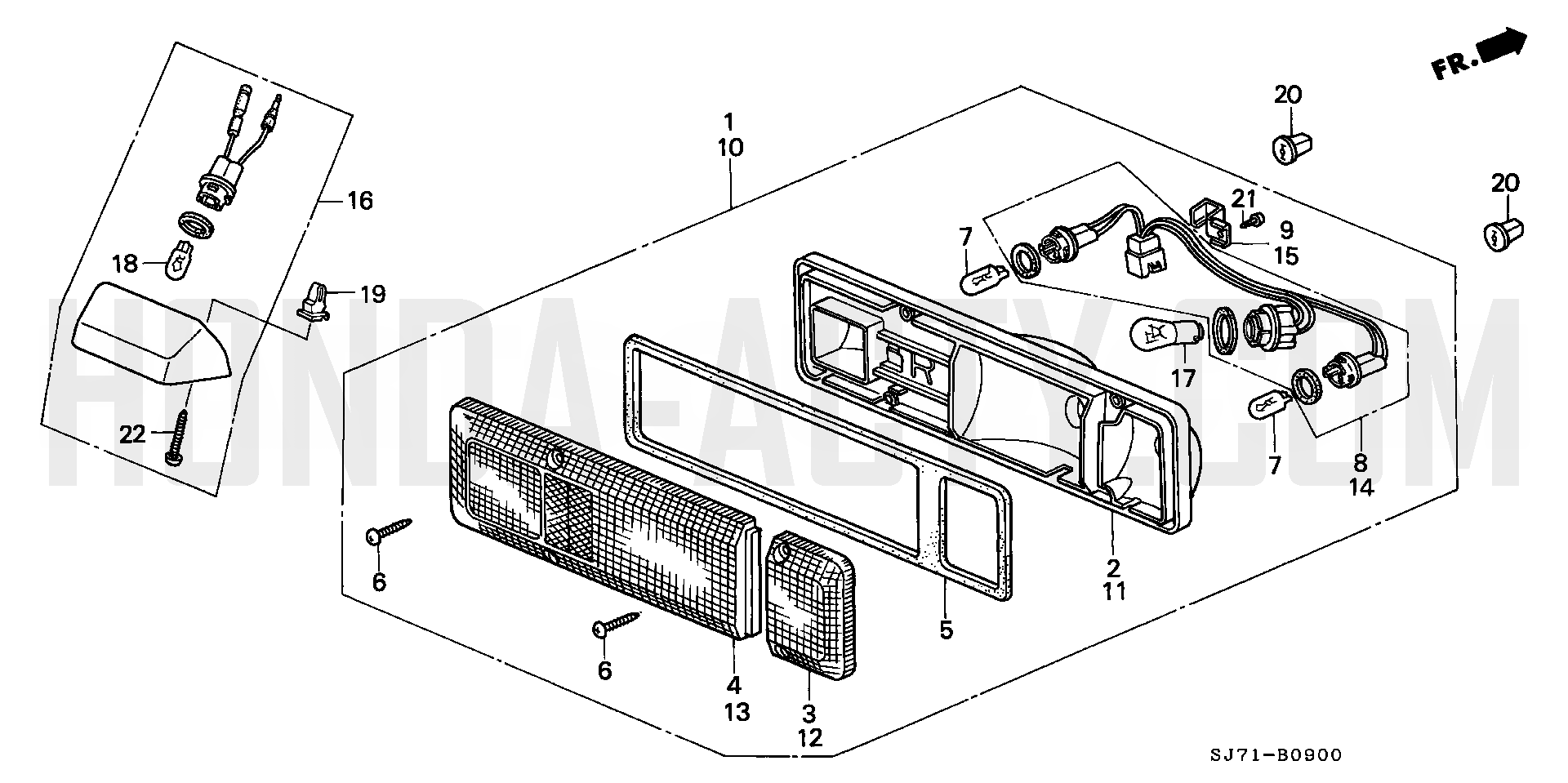 B9 - Tail Light & License Plate Light - HA4 Honda Acty - 1990-1999 Models - Electrical, Intake & Exhaust Parts Diagrams