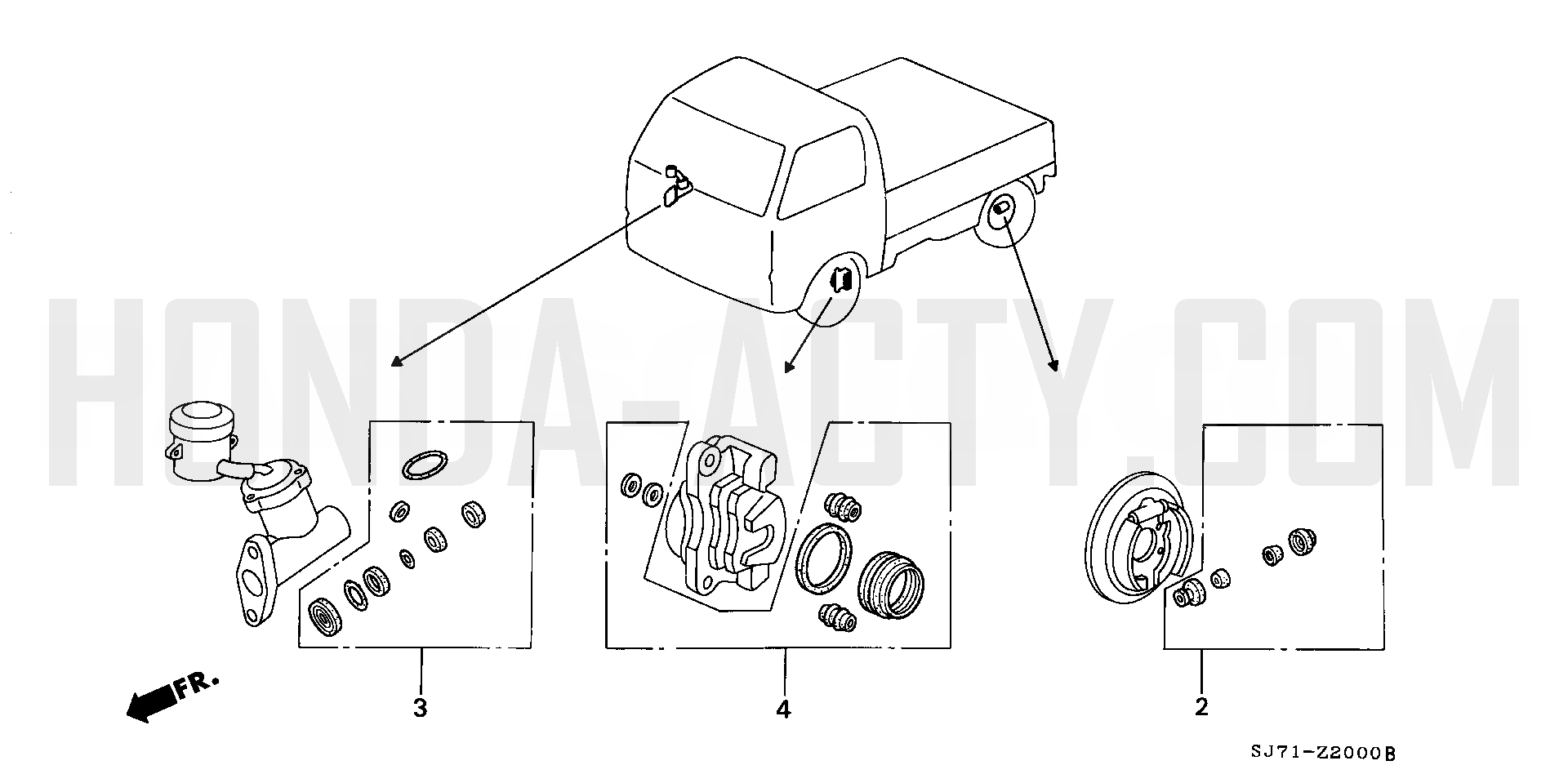 BPO20 - Brake System Cup, Seal & Service Kit Parts - HA4 Honda Acty - 1990-1999 Models - Optional Parts Diagrams