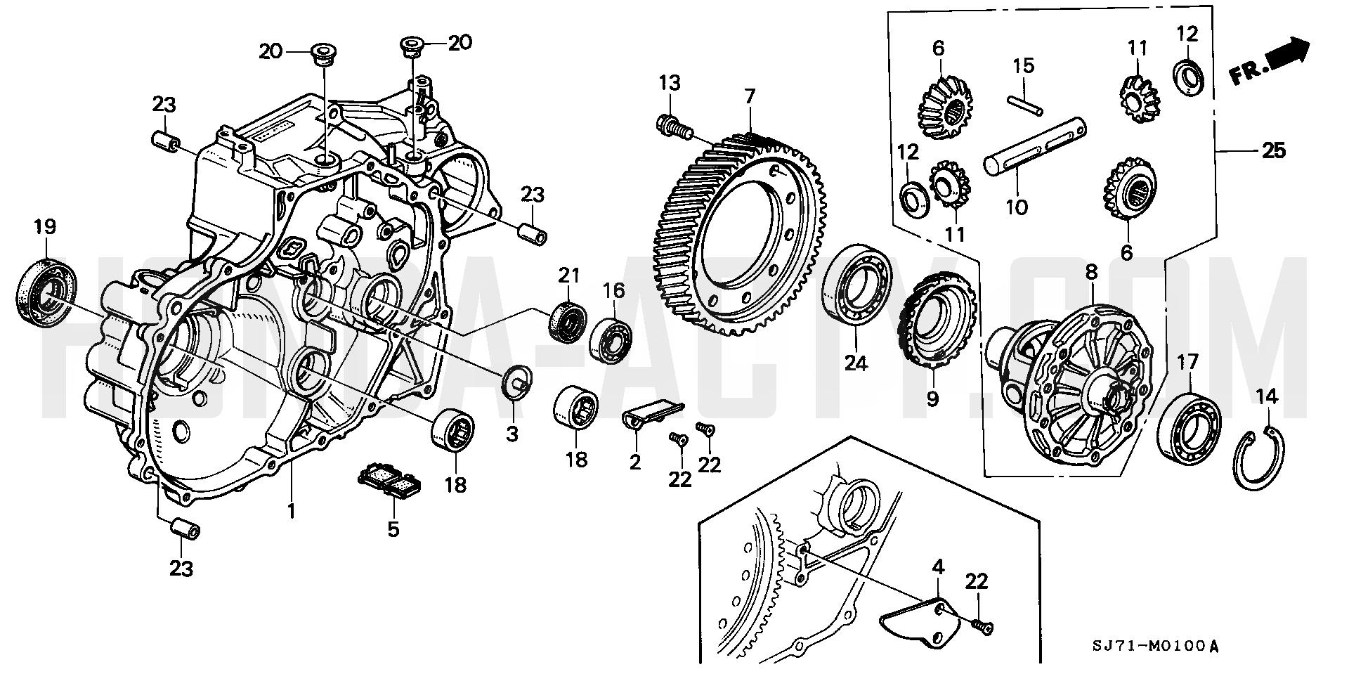 M1 - Clutch Case & Differential - HA4 Honda Acty - 1990-1999 Models - Transmission Diagrams