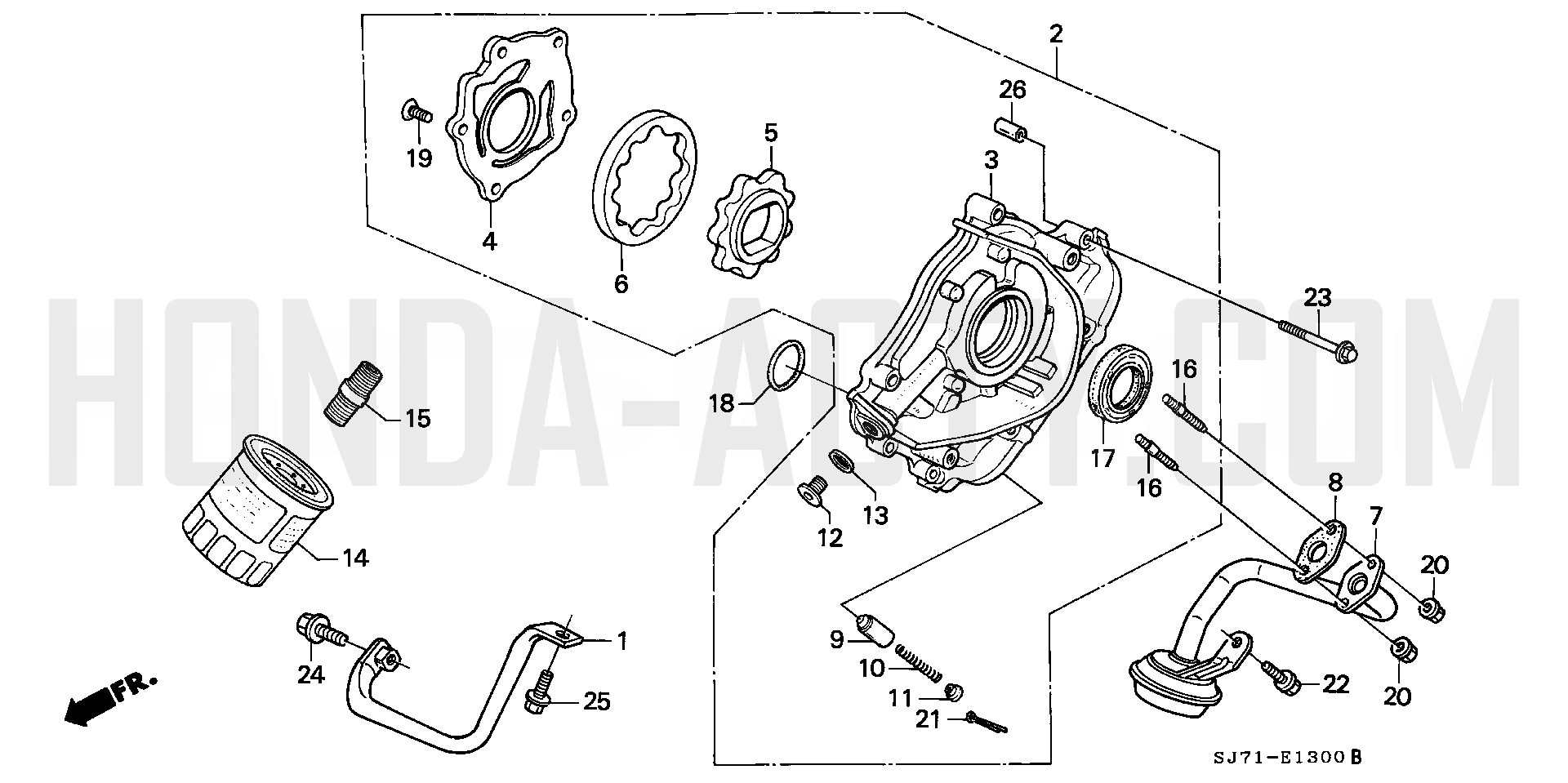 E13 - Oil Pump - HA4 Honda Acty - 1990-1999 Models - Engine Diagrams