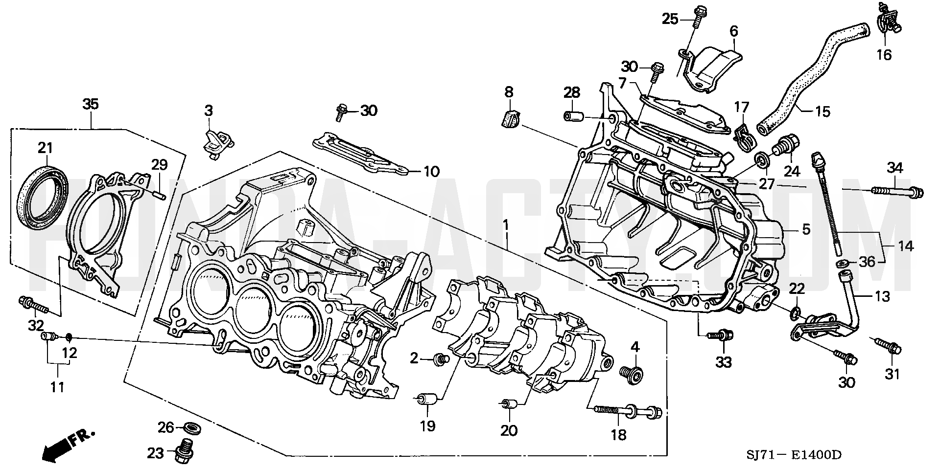 E14 - Cylinder Block/Oil Pan - HA4 Honda Acty - 1990-1999 Models - Engine Diagrams