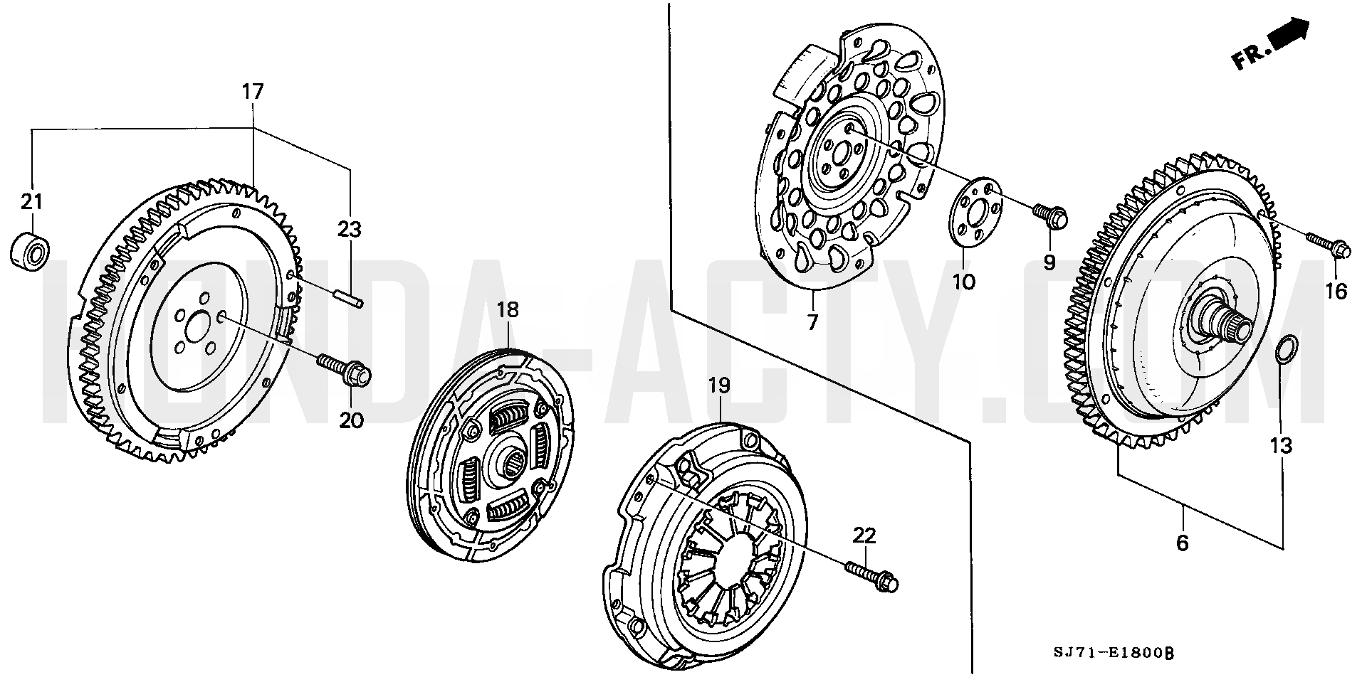E18 - Clutch/Torque Converter - HA4 Honda Acty - 1990-1999 Models - Engine Diagrams