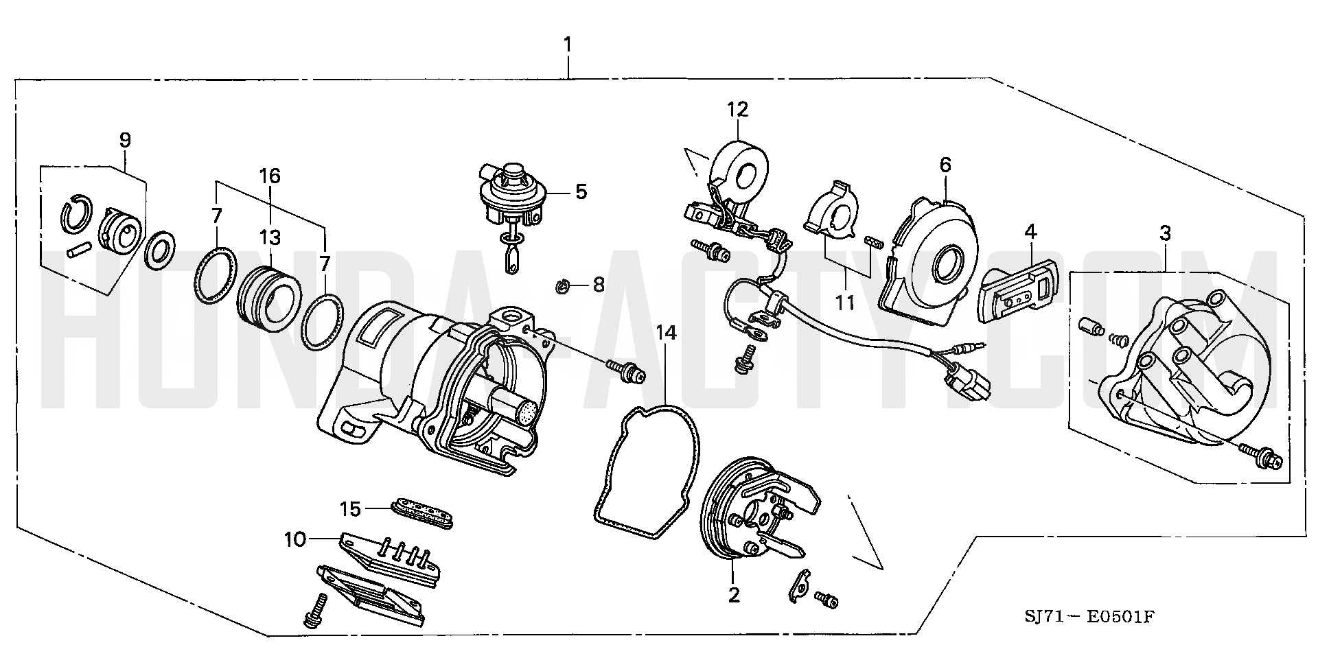 E5-1 - Distributor - HA4 Honda Acty - 1990-1999 Models - Engine Diagrams