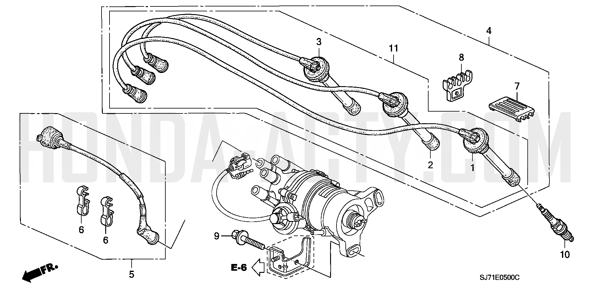 E5 - High Tension Cord/Spark Plug - HA4 Honda Acty - 1990-1999 Models - Engine Diagrams