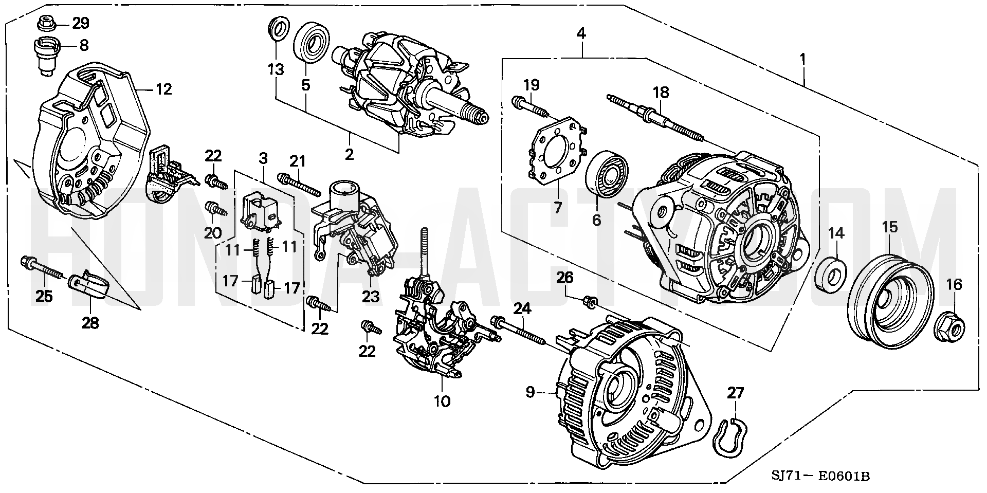 E6-1 - Alternator - HA4 Honda Acty - 1990-1999 Models - Engine Diagrams