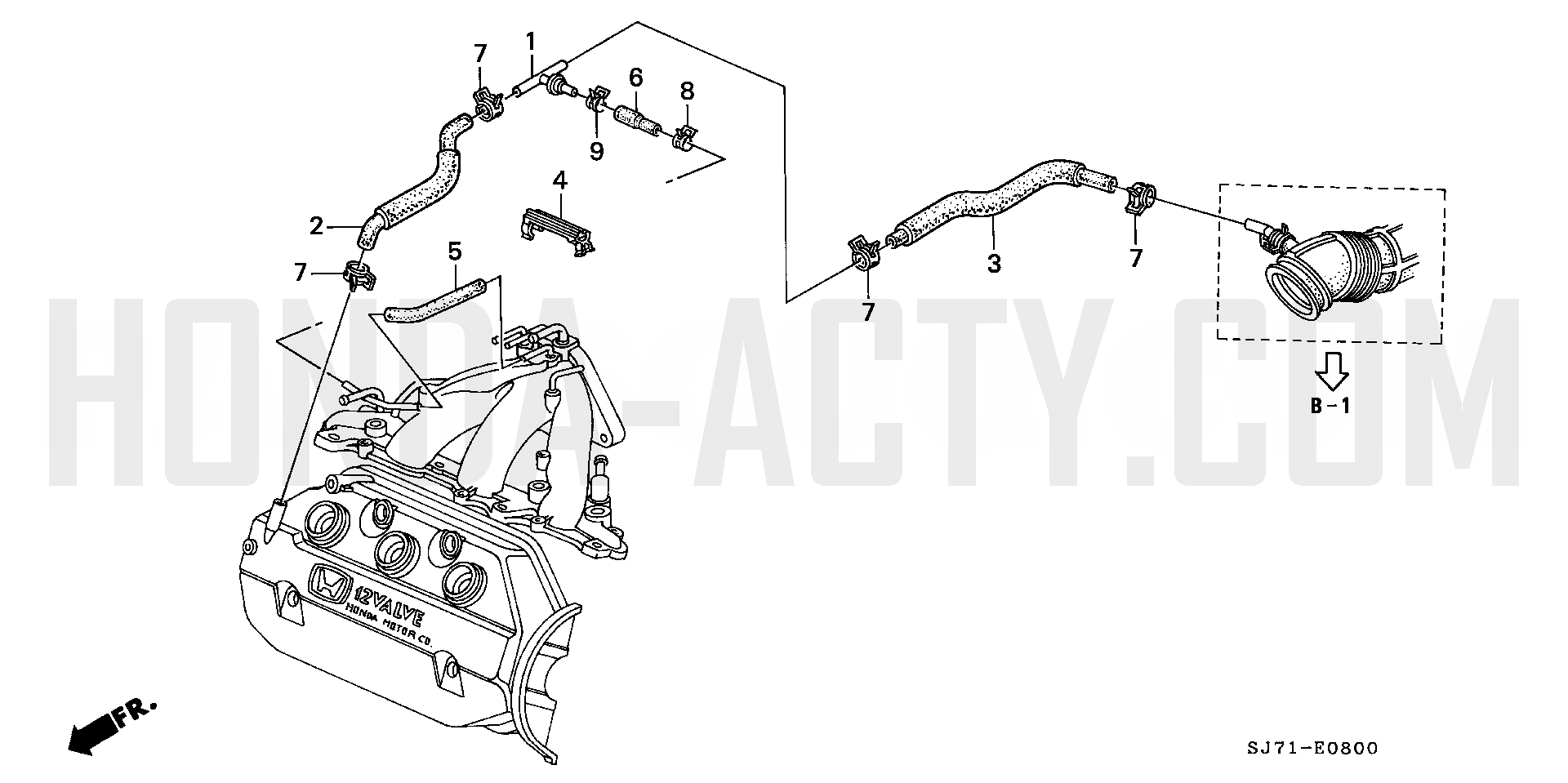 E8 - Breather Tube - HA4 Honda Acty - 1990-1999 Models - Engine Diagrams