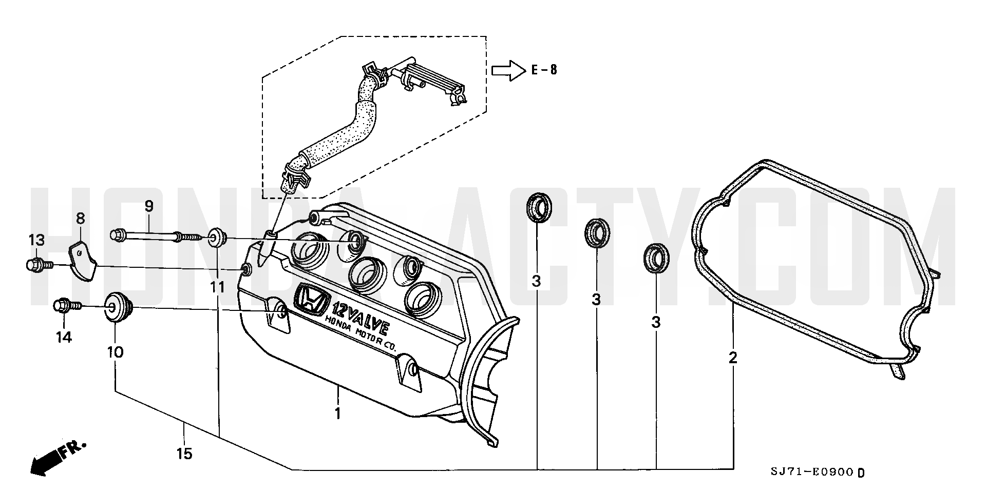 E9 - Cylinder Head Cover - HA4 Honda Acty - 1990-1999 Models - Engine Diagrams