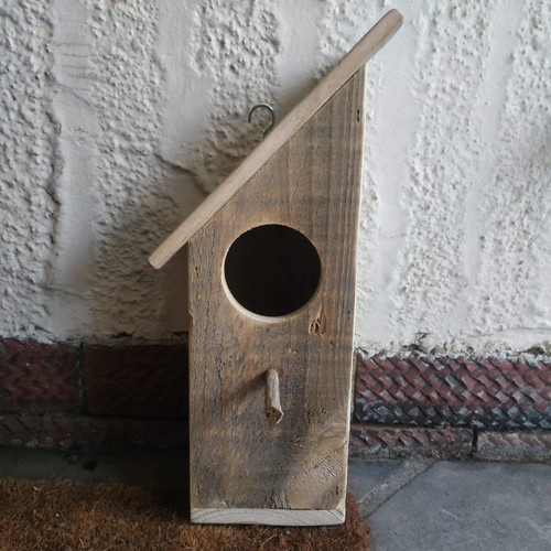 Angled Timber Birdhouse 30cm L/H