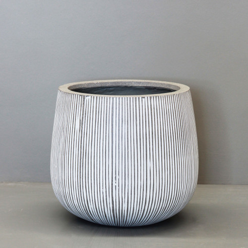 Vertical Stripe Sack Pot White Med